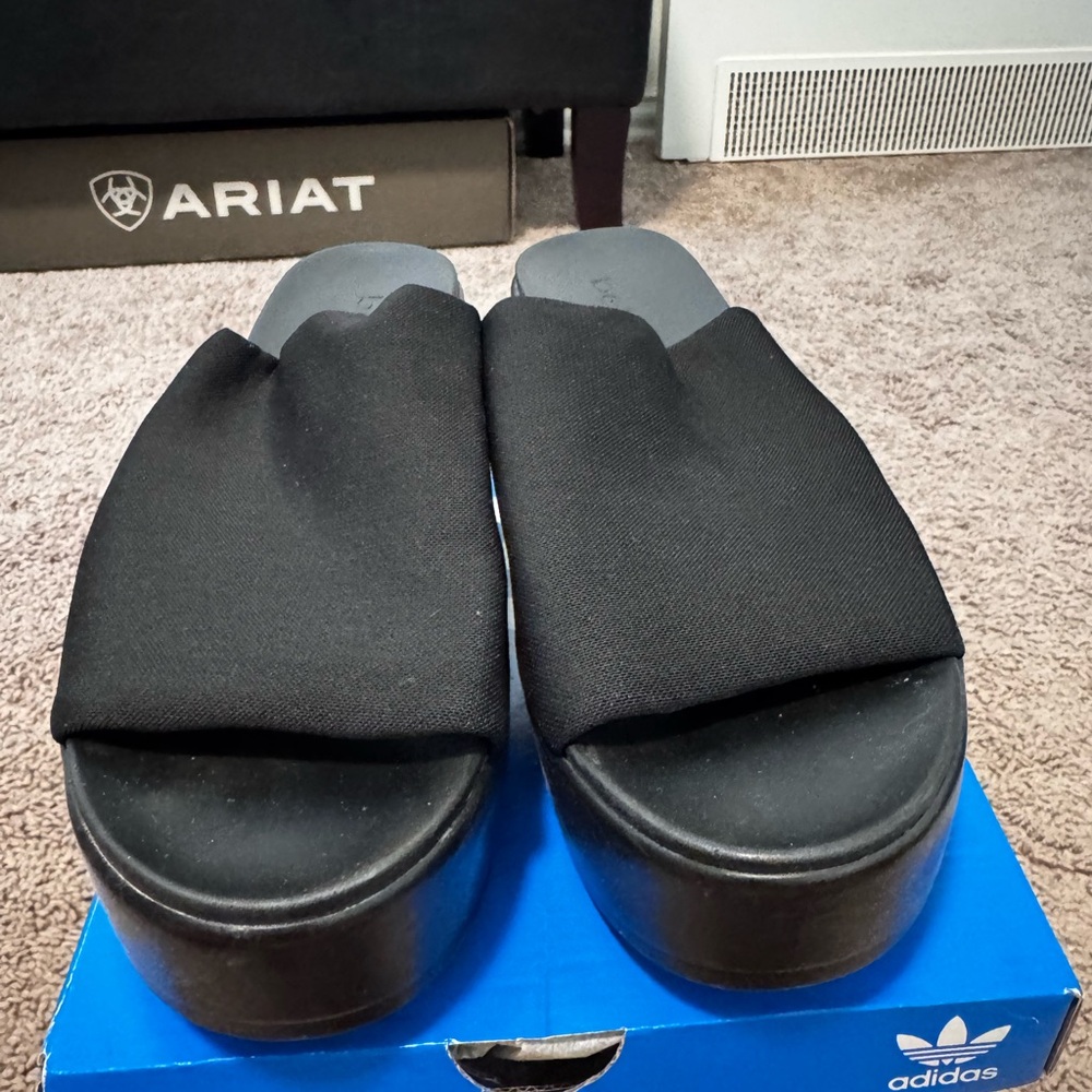 bebe Black Platform Slide Sandals - Picture 2 of 5